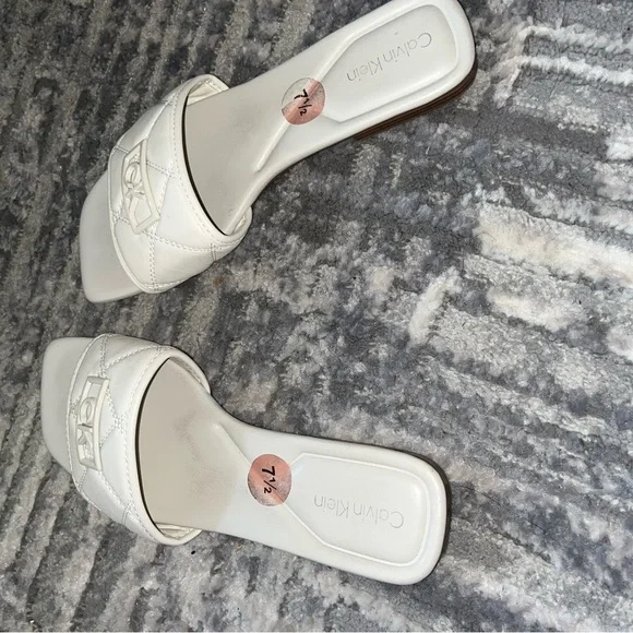 Calvin Klein Cream Slide Sandals - Picture 3 of 3